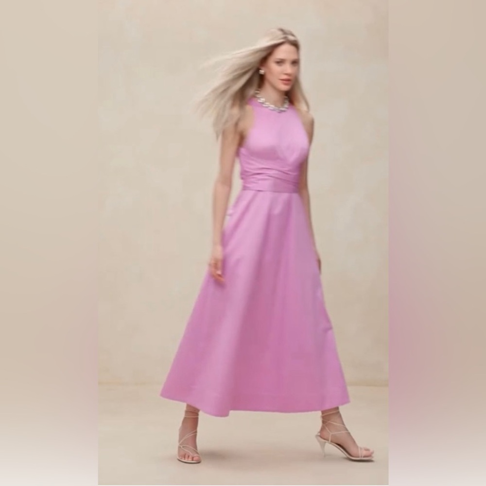 BANANA REPUBLIC STRETCH-COTTON POPLIN MAXI DRESS - Picture 3 of 10